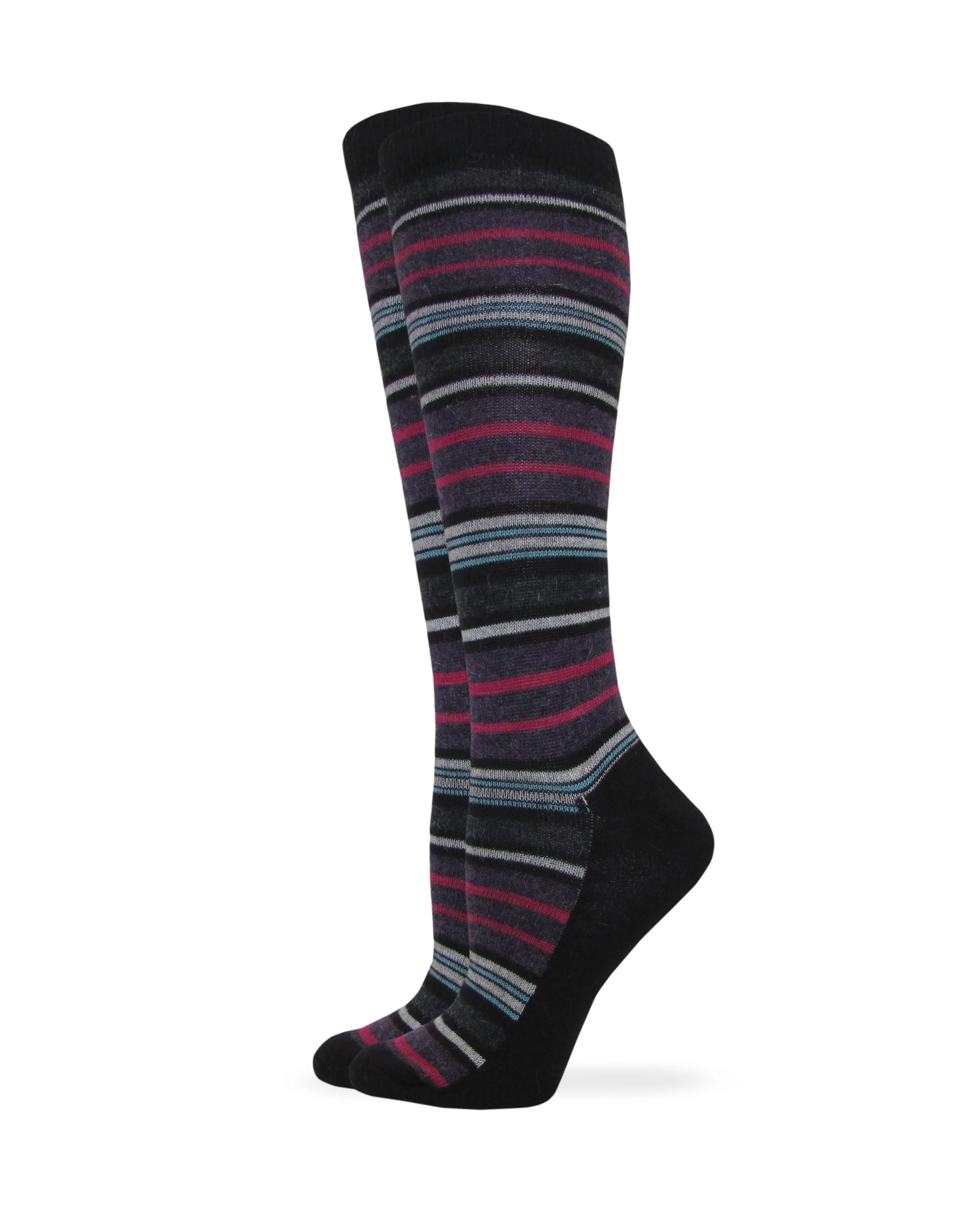 Wise Blend Ladies Angora Stripe Knee High Socks 1 Pair Pack