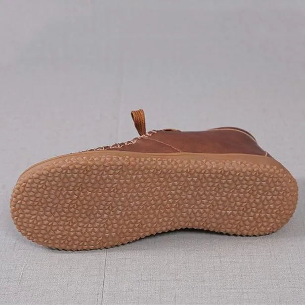 Women ankle flat heel lace up leopard booties