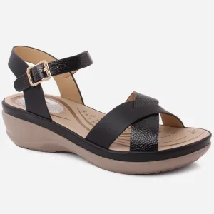 Women "CATALINA" Open Toe Cross Strap Wedge Ankle Strap Sandals