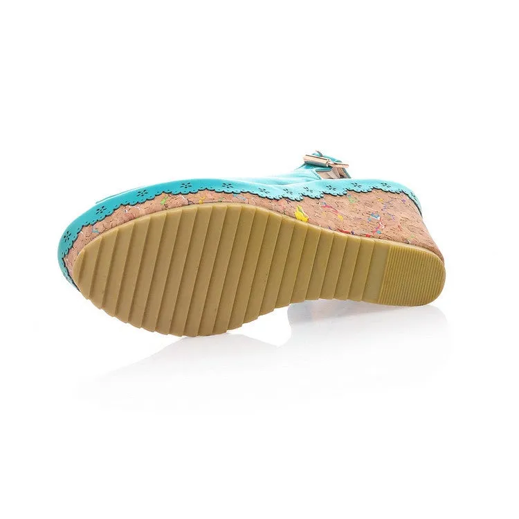 Women's Peep Toe Slingbacks Platform Wedges Sandals