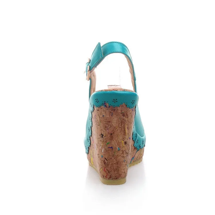 Women's Peep Toe Slingbacks Platform Wedges Sandals