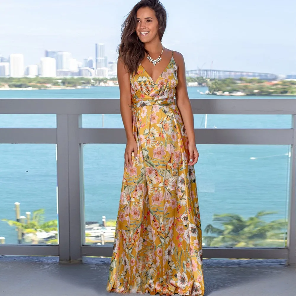 Women's Sling Floral Long Dresses arrival Summer