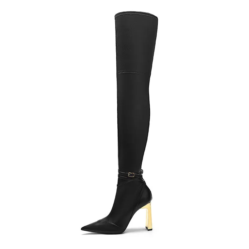 Womens Stretch Over-The-Knee High Heel Boots